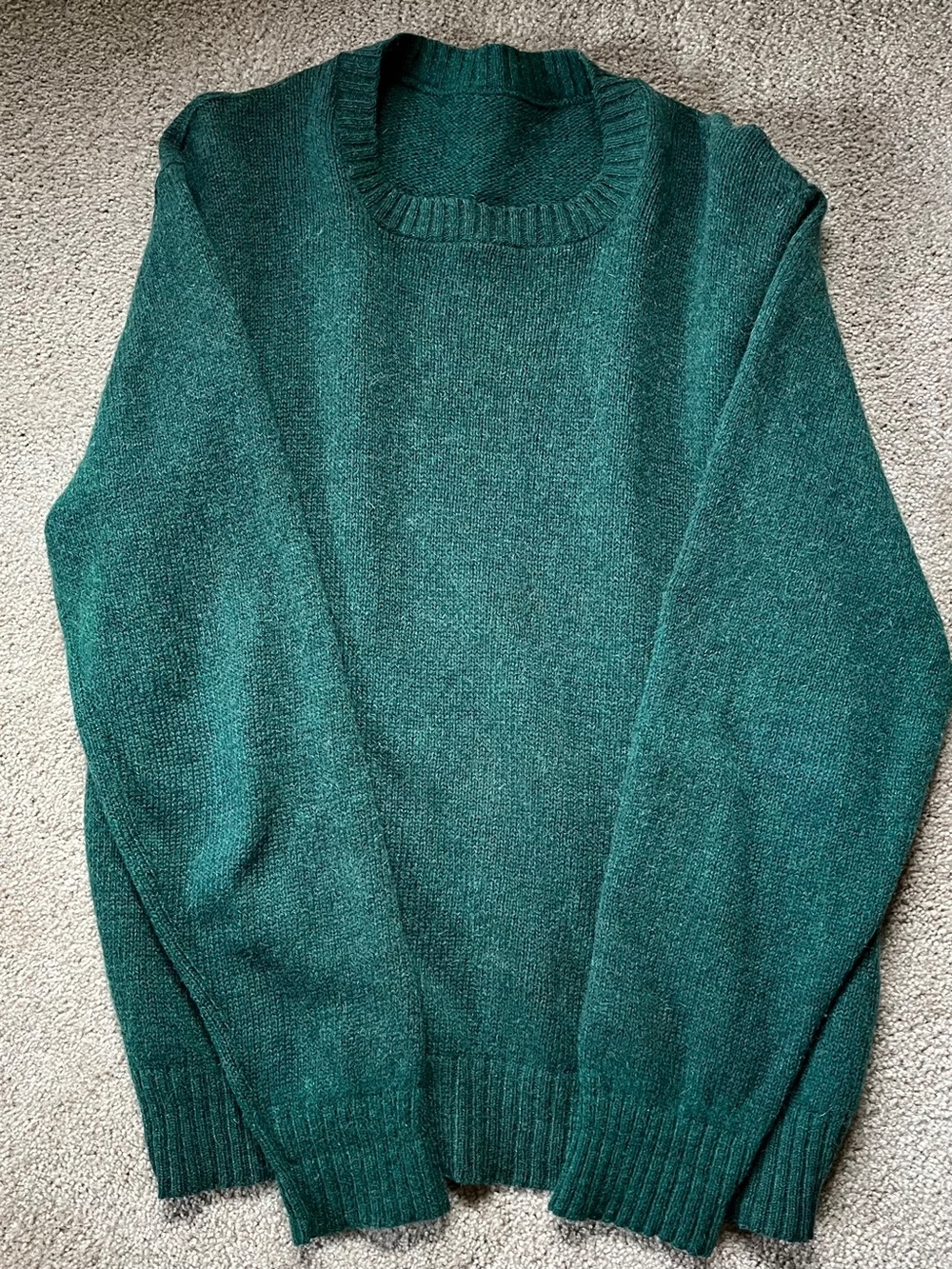 Crewneck Wool Sweater in Forest Green